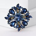 Round Petal Crystal Brooch in Detailed Metal and Crystal Design view 2