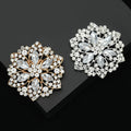 Large Crystal Flower Brooch in Gold or Silver Tone view 2