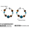 Tiger Eye and Color Stone Hoop Earrings in Four Variants view 7