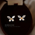 Gold-Tone Clear CZ Butterfly Stud Earrings Marquise Wings view 3