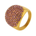 Gold Dome Pave Cocktail Ring Turquoise White Blue Emerald Pink view 5