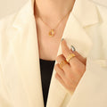 Twisted Geometric Oval Pendant Necklace Chain Link Earrings view 6