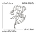 Openwork Bellflower Stem Brooch with Curved Floral Silhouette view 7