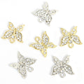 Crystal-Accented Gold Silver Butterfly Alloy Craft Pendants in 2 Styles view 5
