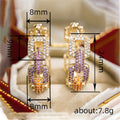 Rectangular Chain-Link Pave Hoop Earrings In Polished Gold Tone view 4