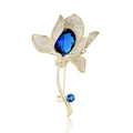 Long Stem Crystal Lily Flower Brooch in Blue or Red view 5