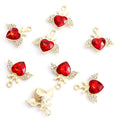 Crystal-Accented Gold Silver Heart Alloy Charms in 14 Styles view 8