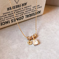 Gold Tone Double Crystal Flower Pendant Chain Necklace view 4