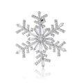 Silver Crystal Snowflake Brooch Clear Blue Stone Accents view 1