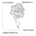 Crystal Openwork Rose Brooch with Pearl Drop Decorative Clothing Pin view 5