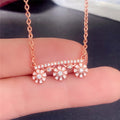 Rose Gold Tone Crystal Floral Bar Pendant Necklace view 3