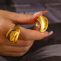 Gold Tone Mirror Finish Open Band Chunky Statement Ring view 1