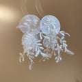 White Fabric Flower and Leaf Statement Drop Earrings view 6