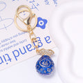 Rhinestone Fu Lucky Bag Keychain Gold Metal Charm Cord Options view 4