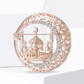 Crescent Mosque Crystal Brooch in Rose Gold or Silver Tone view 4