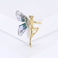 Gold Tone Fairy Brooch Mesh Wing Pearl Accent Pin Metal Pin view 3