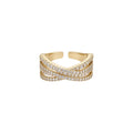Cross X Multi Row Pave Open Adjustable Ring Silver Gold view 5