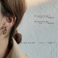 Cream And Gold Tone Leopard Pattern Enamel C Hoop Earrings view 2