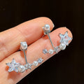 Star Pearl Front Back Earrings Statement Jewelry Design view 1