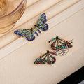 Rainbow and Blue Clear Stone Butterfly Small Stud Earrings view 2