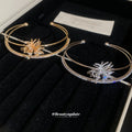 Double Layer Open Cuff Bracelet Starburst Zircon Charm view 4