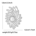 Swirling Crystal Feather Brooch in Gold or Silver With Pearl view 7