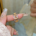 Three Gold Or Silver Pink Flower And Daisy Crystal Ring Designs view 8