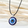 Black Cord Round Blue Evil Eye Pendant Necklaces in Eleven Frames view 9