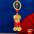 Illuminated Coin Lantern Keychains With Red or Yellow Bead Tassels view 2