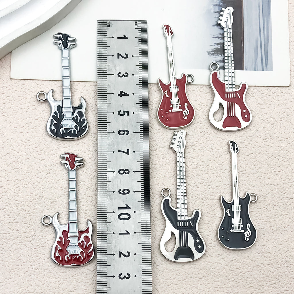 Color Enamel Zinc Alloy Guitar Instrument Charm Pendant for DIY Earring Necklace Keychain