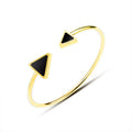 Gold Open Soft Wire Black Shell Triangle Square Cuff Bangles view 7
