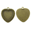 Engraved Heart Cabochon Pendant Trays in Two Finishes view 2