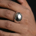 Domed Geometric Ring in Polished Gold and Silver Tones view 3