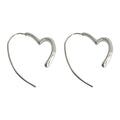 Silver-Tone Smooth Open Heart Outline Hoop Earrings view 5