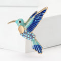 Gold Tone Enamel Rhinestone Hummingbird Brooch Two Colors view 2