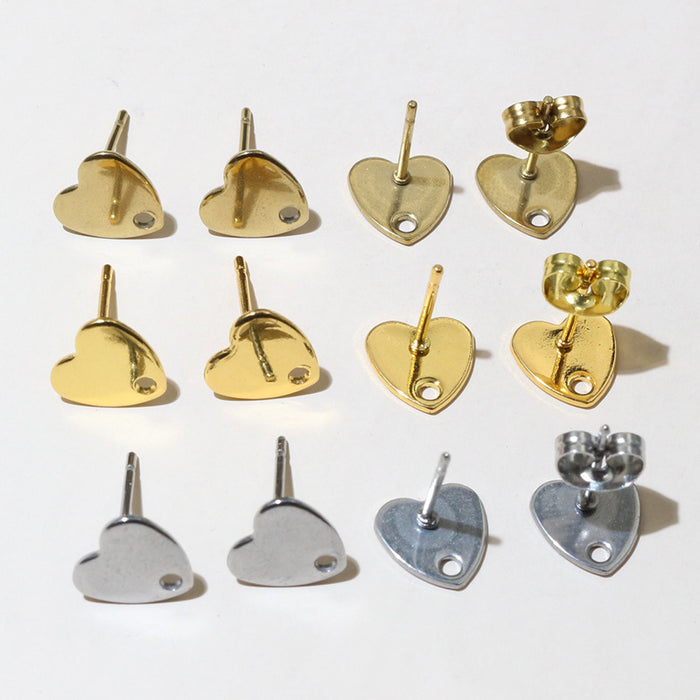 Heart Shaped Stainless Steel Earring Posts in Three Finishes
