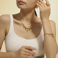 Gold Snake Chain Turquoise Disc Pendant Necklace Bracelet view 1