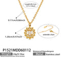 Gold Stainless Halo Zircon Pendant Necklaces And Studs view 8