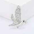 Crystal Dove Brooch With Faux Pearl In Silver Or Gold Tone view 3
