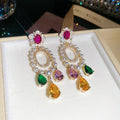 Multicolor Crystal Court Style Earrings Rings Bracelet view 12