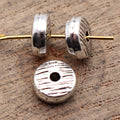 Woodgrain Flat Round Small Hole Metal Beads in Two Finishes view 2