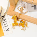 Rhinestone Enamel Horse Keychain Gold Tone Metal Charm view 6