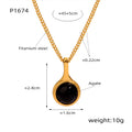 Round Agate Tiger Eye Pendant Necklace Natural Stone Pearl view 6