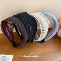 Wide Lattice Woven Mesh Headbands Coffee Light Blue view 2