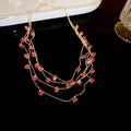 Gold Multi Layer Round Crystal Station Necklace Six Colors view 7