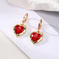 Gold and Silver Tone Faceted Heart Crystal Huggie Drop Earrings view 2