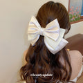 Oversized Layered Satin Bow Hair Clip In Black Pink Or Ivory view 4