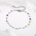 Silver Tone Natural Stone Chip and Evil Eye Bead Bracelets in Four Designs view 2