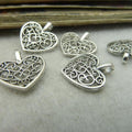 Antique Silver Heart Metal Charms with 3 Listed Options view 2