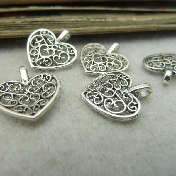 0.6g Antique Bronze Silver Gold Zinc Alloy Heart Charm Pendant for DIY Necklace Jewelry